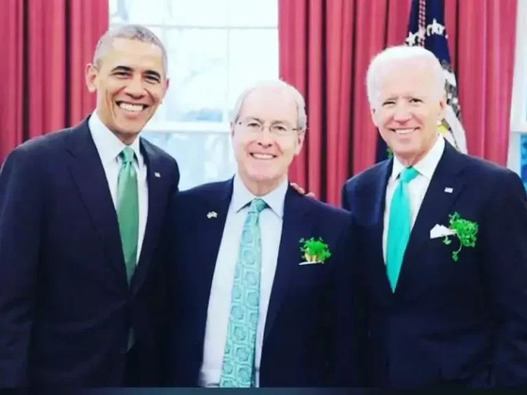 Kevin O'Malley, U.S. Ambassador, American lawyer and diplomat, stands with former President Barack Obama and current President Joe Biden, celebrating St. Patrick’s Day. Part of Kevin O'Malley's association with the Luxury Golden Triangle Tour.